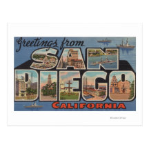 San Diego, Kalifornien - große Buchstabe-Szenen Postkarte