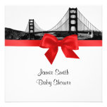 San Fran Skyline Etched BW Red SQ Baby Shower einladungen