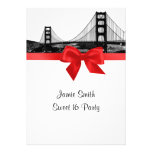 San Fran Skyline Etched BW Red Sweet Sixteen einladungen