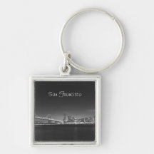San Francisco Skyline-Schwarz-weißes Foto Keychain Schlüsselanhänger