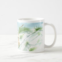 Sanddüne-Strand-MeerblickseeAquarellkunst Kaffeehaferl
