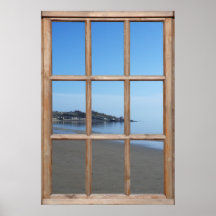 Sandy-Strand-Ansicht von einem Fenster Posterdrucke