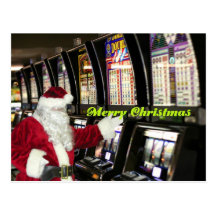 Sankt in Vegas, der Schlitze Weihnachtspostkarte s