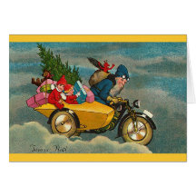 Sankt reitet ein Motorrad - Weihnachten Karten