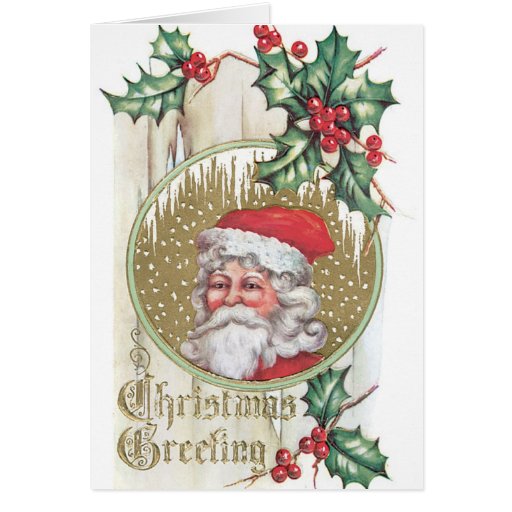 Sankt-Stechpalmen-Weihnachtskarte Vintage Sankt