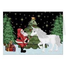 Sankt- und Einhorn-Weihnachtsgruß-Karte