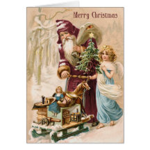 Sankt und Engels-Vintage Weihnachtskarte
