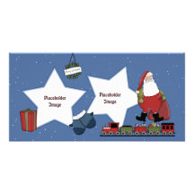 Sankt, Zug, Geschenk und Weihnachten winden Fotokartenvorlage