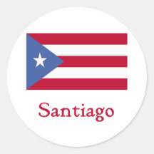 Santiago-Puertorikaner-Flagge Runder Aufkleber