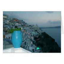 Santorini Fira Stadtfoto Colette Guggenheim Grußkarte