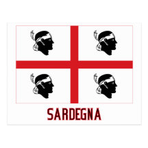 Sardegna Flagge mit Namen Postkarte