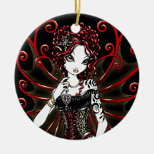 "Sasha" gotische Couture-rote feenhafte Verzierung Ornamente
