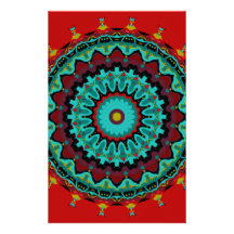 Sasha Mandala-Aqua-Rot Personalisiertes Druckpapier