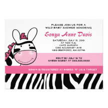 Sassy rosa Zebra-Streifen-Diva-Baby-Duschen-12x18  Personalisierte Ankündigungskarten