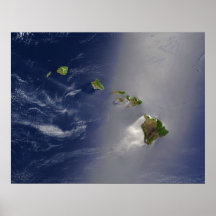Satellitenansicht von Hawaii-Archipel-Inseln Plakat