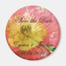 Save the Date blasser roter runder Magnet der Mohn Kühlschrankmagnete