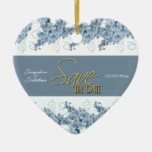 "Save the Date" blaue weiße Orchidee Weihnachtsbaum Ornamente