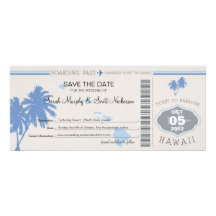 Save the Date Boarding-Durchlauf nach Hawaii Ankündigungskarten
