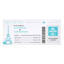 Save the Date Boarding-Durchlauf nach Paris Frankr Ankündigungskarten