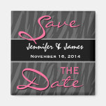 Save the Date dunkelgrauer silberner Zebra-Druck Magnets