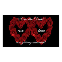 Save the Date - Herz der Roter Rosen. Visitenkarten