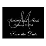 Save the Date Initiale, Monogramm, Schwarzes, grau Postkarte