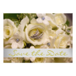 Save the Date laden Blumenblumenstrauß u. Ringe ei Individuelle Einladungskarten
