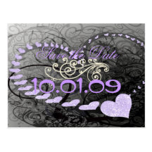 Save the Date Lavendel-Herzen - Postkarten