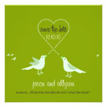 Save the Date Mitteilungen mit Lovebirds {Grün} Einladung