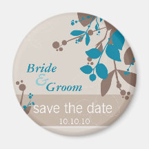 SAVE THE DATE:: Natur - latte Mokka aquamarin Kühlschrankmagnet