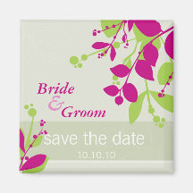 SAVE THE DATE:: Natur - olivgrünes Limones fuschia Magnete