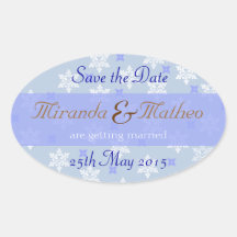 Save the Date ovaler blauer Aufkleber