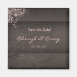 Save the Date rosa BrownblumenKühlschrankmagnet