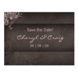 Save the Date rosa Brownblumenpostkarte