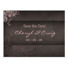 Save the Date rosa Brownblumenpostkarte