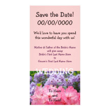 Save the Date! Rosa Rhodies Blumen-Einladungen Fotokartenvorlage