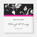 Save the Date rosa schwarzer Trendy Blumenmagnet Kühlschrankmagnete