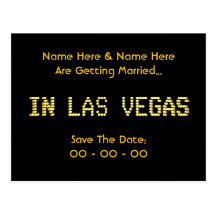 Save the Date. Schwarzes u. Gelb.  Las Vegas Weddi Postkarten