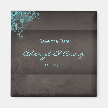 Save the Date Türkis-Brownblumenmagnet Kühlschrankmagnet
