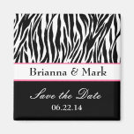 Save the Date Wedding Magnet Schwarz-weiß und rosa Kühlschrankmagnete