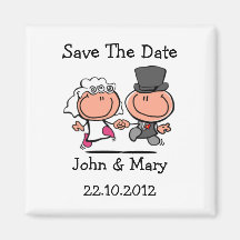 Save the Date Wedding Paar-Cartoon Magnet Kühlschrankmagnete