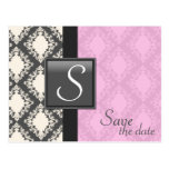 Save the Date Wedding Postkarten-hellrosa Damast