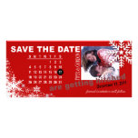 Save the Date Winter-Schneeflocke-(rote) Foto-Werb Bedruckte Werbekarte