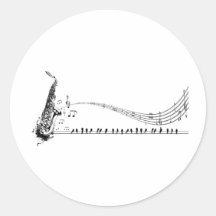 Saxophon-Musik Runder Aufkleber