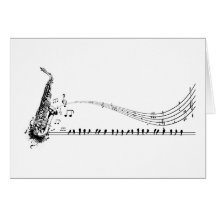 Saxophon ~ Saxophon-Musik u. Amseln Karte
