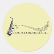 Saxophon ~ Saxophon-Musik u. Amseln Runde Sticker