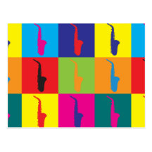 Saxophone-Pop-Kunst Postkarte