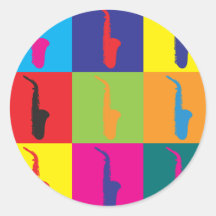 Saxophone-Pop-Kunst Runde Sticker