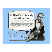 Saxophone-Vintage Anzeige Postkarte