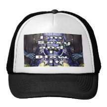 saxy and I blow it middle blue double solid player Mesh Hat
